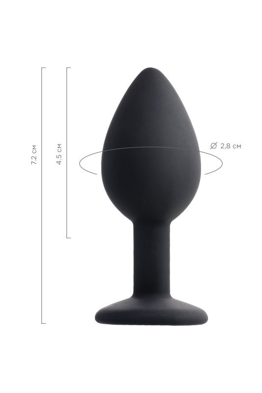 Фото POPO Pleasure by TOYFA Анальная втулка POPO Pleasure by TOYFA NORMA со стразом, S, силикон, черная, 7,2 см, Ø 2,8 см, 25 г