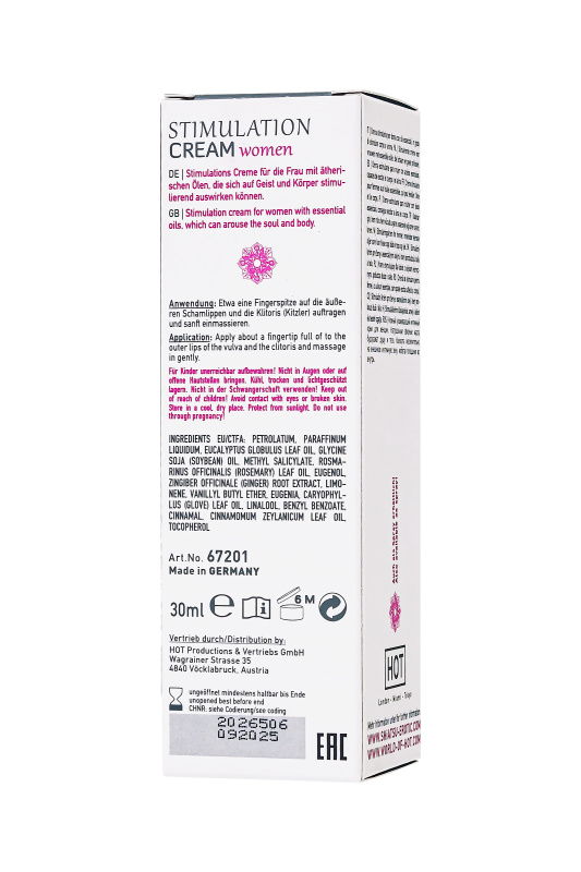 Изображение Shiatsu, Австрия Интимный крем Stimulation Cream  women 30 мл