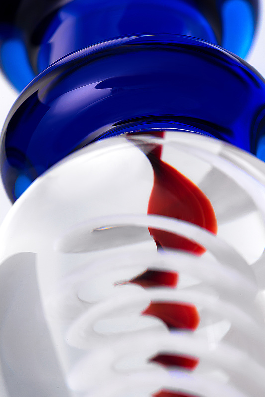 Фото Sexus Glass Двусторонний фаллоимитатор Sexus Glass, стекло, синий, 18 см