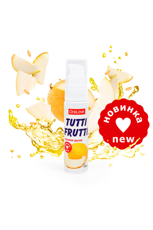 Фото Биоритм, Россия Съедобная гель-смазка TUTTI-FRUTTI для орального секса со вкусом сочная дыня 30г