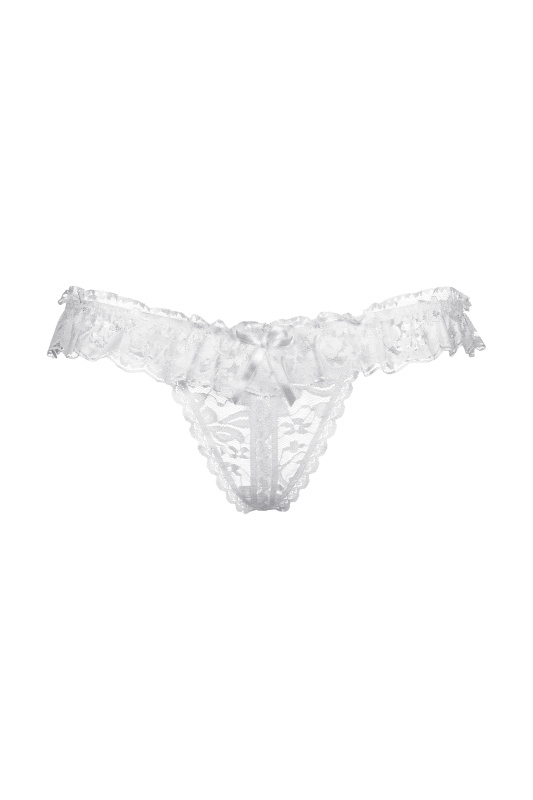 Фото SoftLine Collection, Польша Стринги с кружевной рюшей открытые SoftLine Collection, белый, S/L
