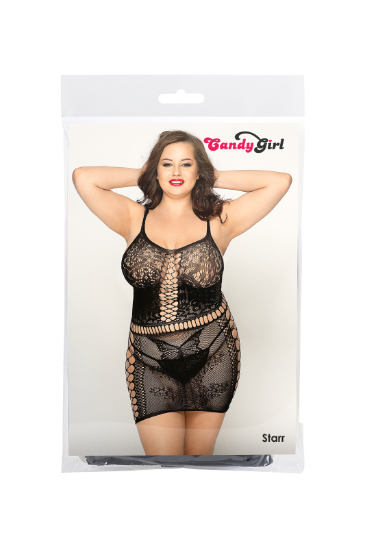 Изображение Candy Girl, Гонконг Платье-сетка и стринги Candy Girl Starr, нейлон, черный, 2XL