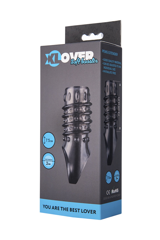 Фото XLover by TOYFA Насадка ToyFa XLover, для увеличения размера,TPE, черная прозрачная, 10,5 см
