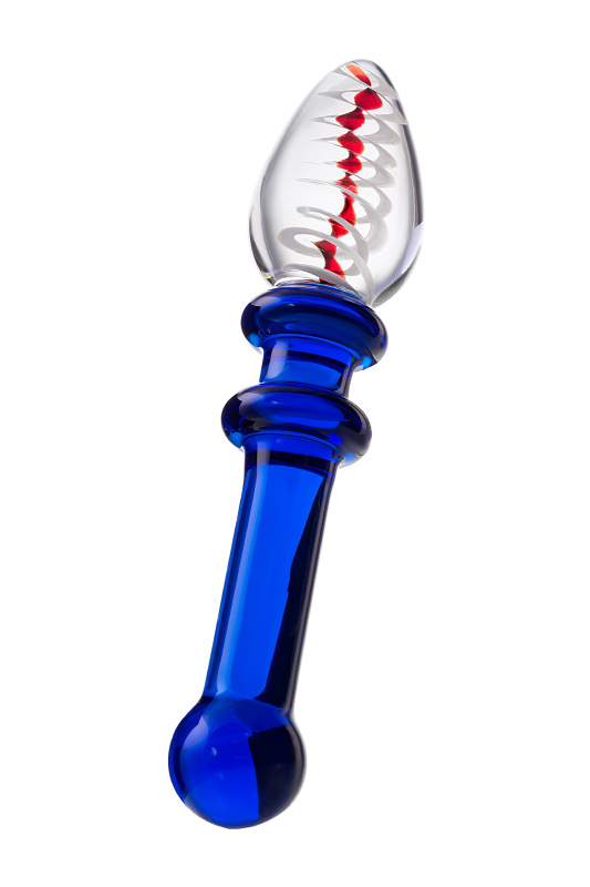 Фото Sexus Glass Двусторонний фаллоимитатор Sexus Glass, стекло, синий, 18 см