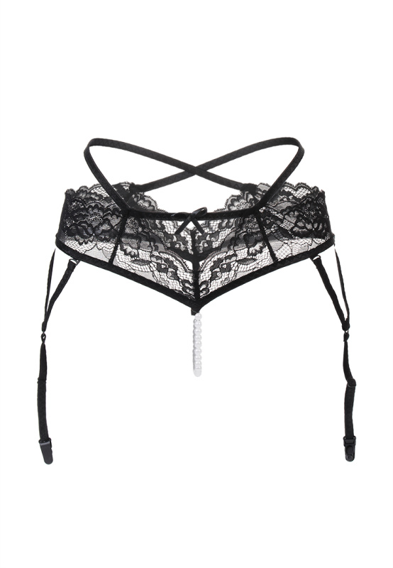 Erolanta Lingerie Эротические трусики-пояс с жемчужной нитью Erolanta Wendy кружевные, черный (42-44) — купить в Минске Изображение Erolanta Lingerie Эротические трусики-пояс с жемчужной нитью Erolanta Wendy кружевные, черный (42-44)