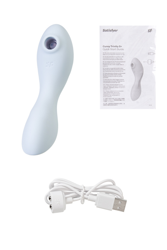 Фото Satisfyer, Германия Вакуумный стимулятор клитора Satisfyer Curvy Trinity 5+, голубой