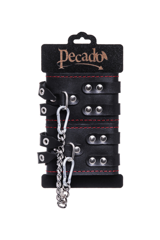 Изображение PECADO B.D.S.M Оковы с двумя ремнями и черной подкладкой Pecado BDSM, натуральная кожа, черные