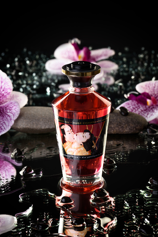 Фото Shunga, Канада Масло массажное для тела Shunga «Клубника и шампанское»Sparkling Strawberry Wine,разогревающее,100мл