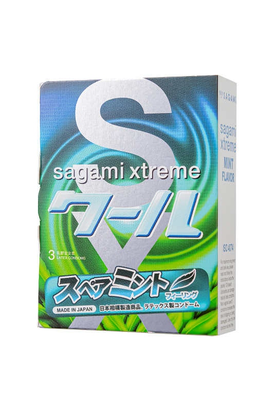 Sagami, Япония Презервативы Sagami, xtreme, Mint, латекс, 19 см, 5,2 см, 3 шт. — купить в Минске Изображение Sagami, Япония Презервативы Sagami, xtreme, Mint, латекс, 19 см, 5,2 см, 3 шт.