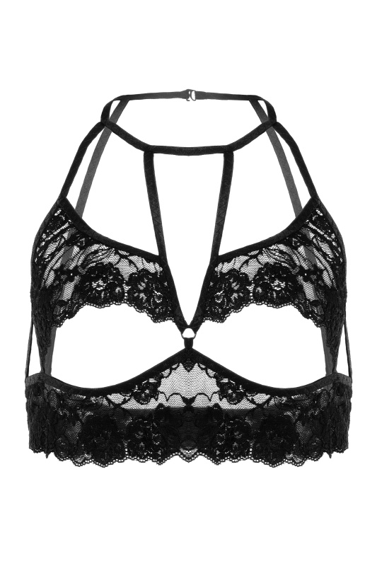 Фото Erolanta Lingerie Эротический бралетт Erolanta Ellen кружевной с открытой грудью, черный (50-52)