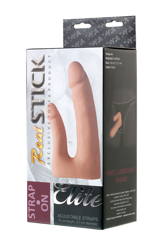 Изображение RealStick Strap-On by TOYFA Фаллоимитатор поястной RealStick Elite для двойного проникновения, TPR, телесный, 19 см