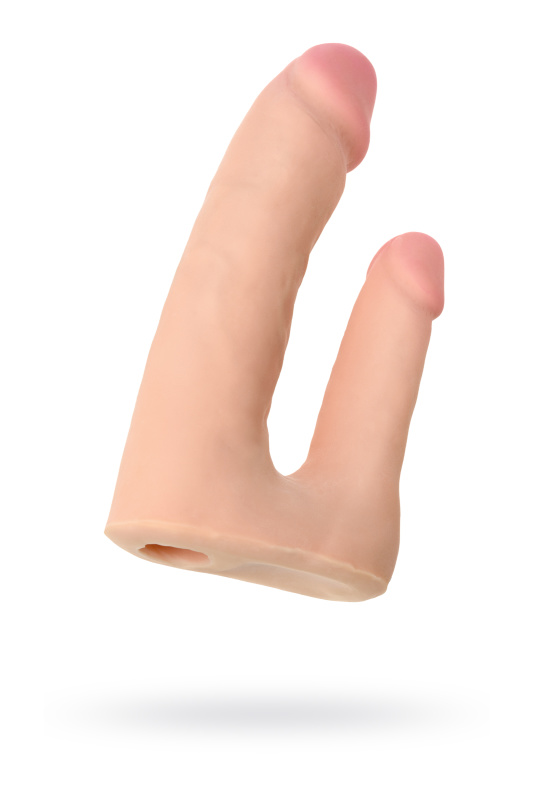 Изображение RealStick Strap-On by TOYFA Фаллоимитатор поястной RealStick Elite для двойного проникновения, TPR, телесный, 19 см