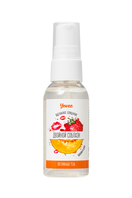Фото YOVEE Съедобная гель-смазка Yovee «Двойной соблазн» с Д-Пантенолом, со вкусом клубники и дыни, 50 мл