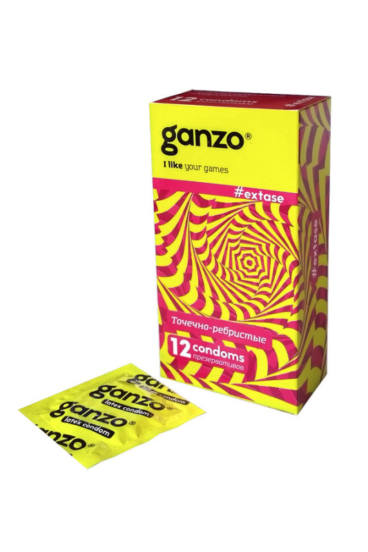 GANZO Презервативы Ganzo Extase, с точечно-ребристой поверхностью, анатомической формы, латекс, 18 см, 12 — купить в Минске Изображение GANZO Презервативы Ganzo Extase, с точечно-ребристой поверхностью, анатомической формы, латекс, 18 см, 12