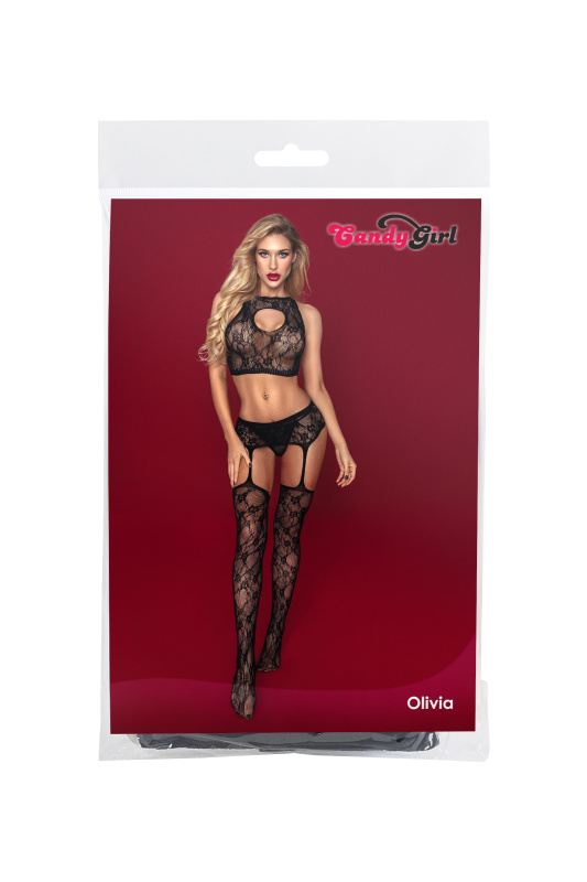 Candy Girl, Гонконг Костюм-сетка Candy Girl Olivia (топ, чулки с поясом, стринги) черный, OS — купить в Минске Изображение Candy Girl, Гонконг Костюм-сетка Candy Girl Olivia (топ, чулки с поясом, стринги) черный, OS