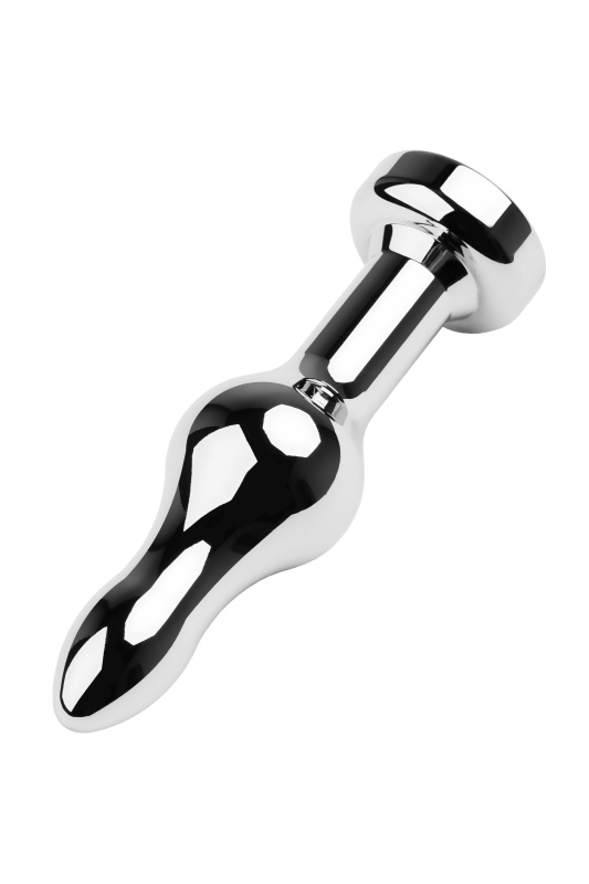Фото Metal by TOYFA Анальная втулка Metal by TOYFA, металл, серебряная, с красным кристаллом, 10 см, Ø 2,8 см, 75 г