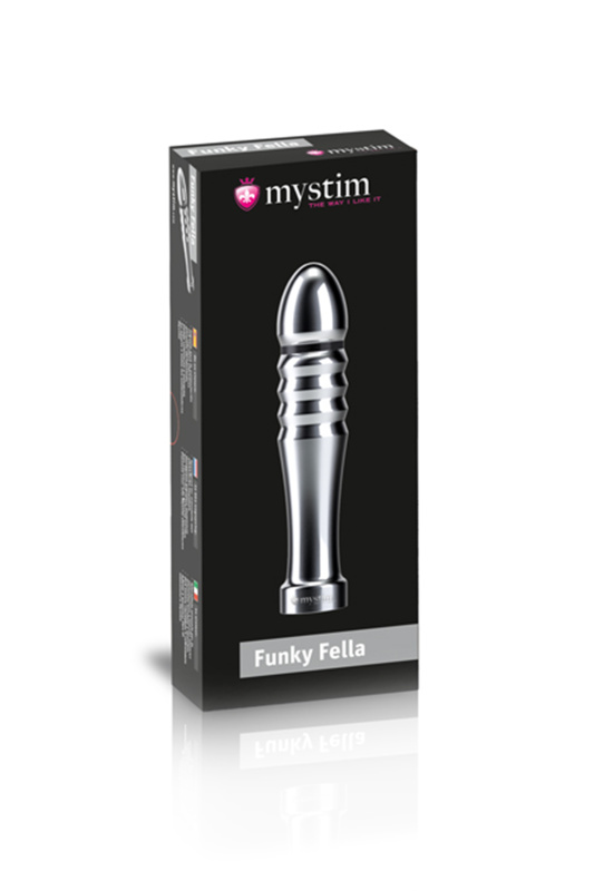 Изображение MYSTIM Фаллоимитатор Mystim Funky Fella, электростимуляция, хирургическая сталь, серебряный, 13 см