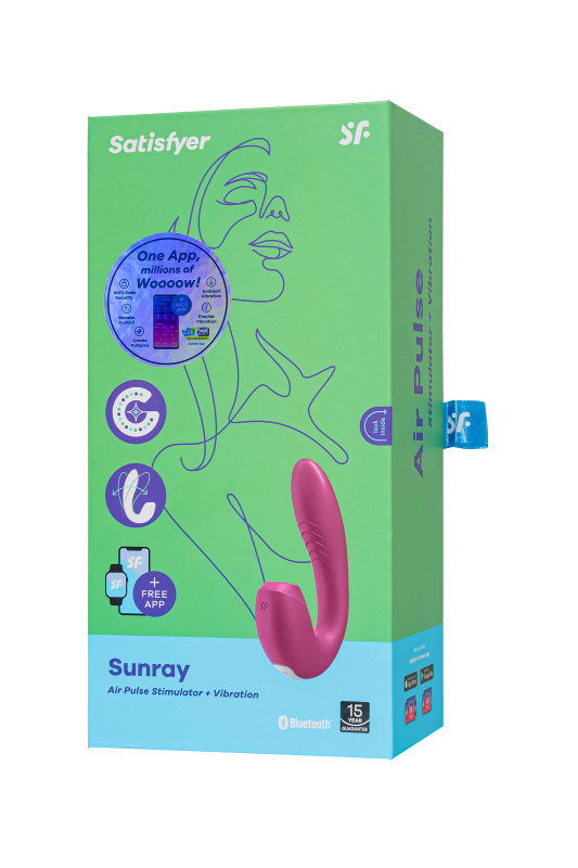 Фото Satisfyer, Германия Вибратор Satisfyer Sunray Connect App, с вакуум-волновым стимулятором, силикон, розовый, 15 см