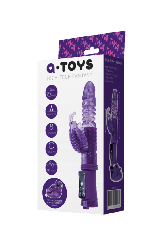 Изображение A-toys by TOYFA Вибратор с клиторальным стимулятором TOYFA A-Toys  High-Tech fantasy, TPR, Фиолетовый, 23 см