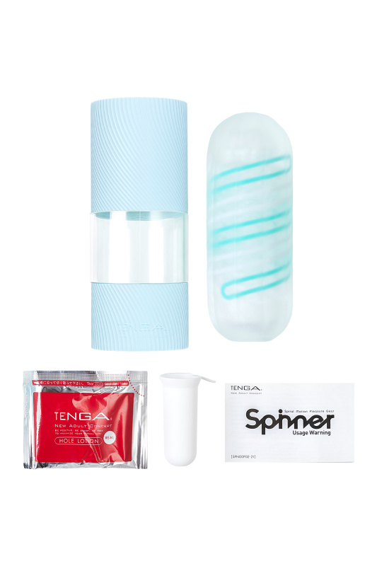 Изображение Tenga, Япония Нереалистичный мастурбатор TENGA SPINNER  PIXEL SPECIAL SOFT, TPE, голубой, 14 см