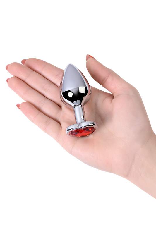 Изображение Metal by TOYFA Анальная втулка Metal by TOYFA, металл, серебряная, с красным кристаллом, 7 см, Ø 2,7 см, 50 г