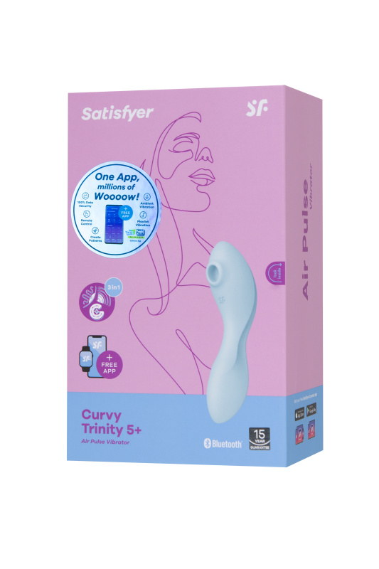 Фото Satisfyer, Германия Вакуумный стимулятор клитора Satisfyer Curvy Trinity 5+, голубой