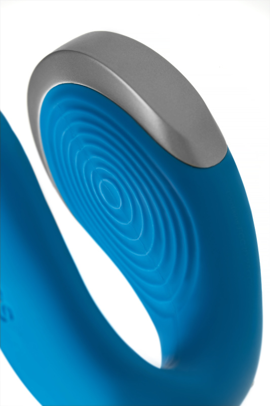 Фото  Стимулятор для пар Satisfyer Double Love Connect App с пультом ДУ, силикон, синий, 9 см
