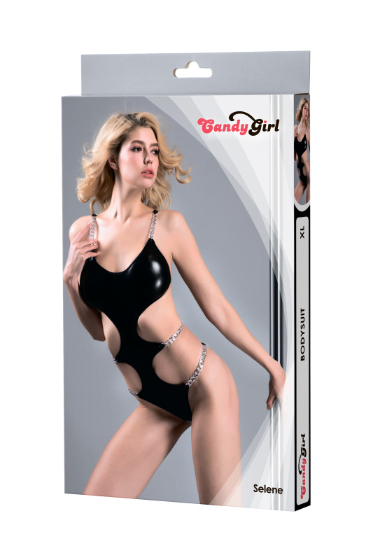 Фото Candy Girl, Гонконг Боди с металлическими цепочками Candy Girl Selene, Wetlook, черный, XL