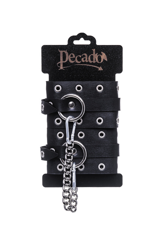 Фото PECADO B.D.S.M Оковы Pecado BDSM, однослойные с люверсами, натуральная кожа, черные