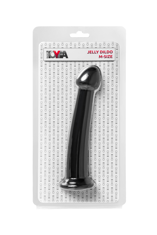 Изображение TOYFA Basic Нереалистичный фаллоимитатор TOYFA Basic Jelly Dildo M, TPE, чёрный, 18 см
