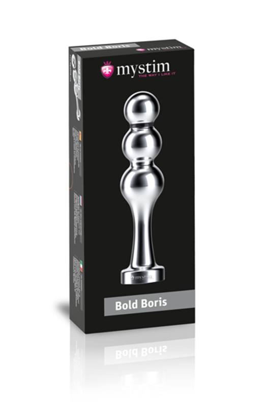 Изображение MYSTIM Фаллоимитатор Mystim Bold Boris, электростимуляция, хирургическая сталь, серебряный, 14 см