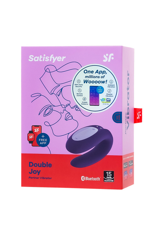 Изображение Satisfyer, Германия Многофункциональный стимулятор для пар Satisfyer Double Joy Connect App, силикон, фиолетовый, 18 см