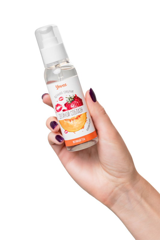 Фото YOVEE Съедобная гель-смазка Yovee «Двойной соблазн» с Д-Пантенолом, со вкусом клубники и дыни, 100 мл