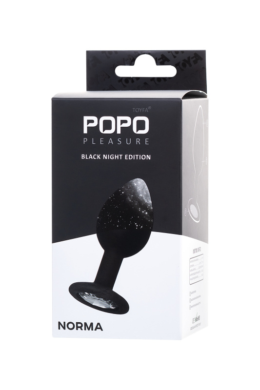 Фото POPO Pleasure by TOYFA Анальная втулка POPO Pleasure by TOYFA NORMA со стразом, S, силикон, черная, 7,2 см, Ø 2,8 см, 25 г