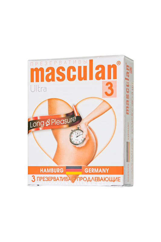 Фото Masculan Презервативы Masculan Ultra 3,  3 шт.  Продлевающие (Long Pleasure)