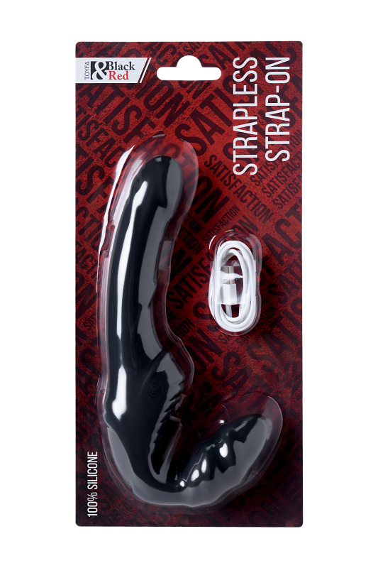 Фото Black & Red by TOYFA Безремневой страпон Black & Red by TOYFA с вибрацией, силикон, черный, 35 см