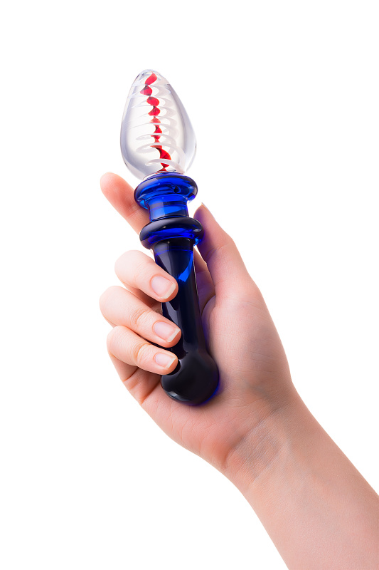 Фото Sexus Glass Двусторонний фаллоимитатор Sexus Glass, стекло, синий, 18 см