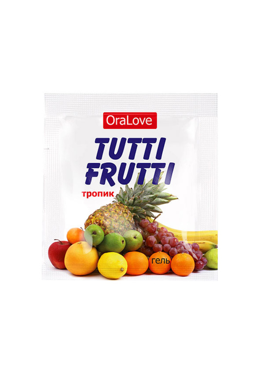 Изображение Биоритм, Россия Съедобная гель-смазка TUTTI-FRUTTI для орального секса со вкусом экзотических фруктов ,4гр по 20 шт