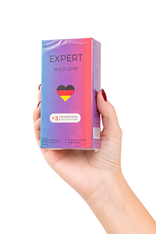 Изображение  Презервативы EXPERT Wild Love , ребристые с точками, 15 шт
