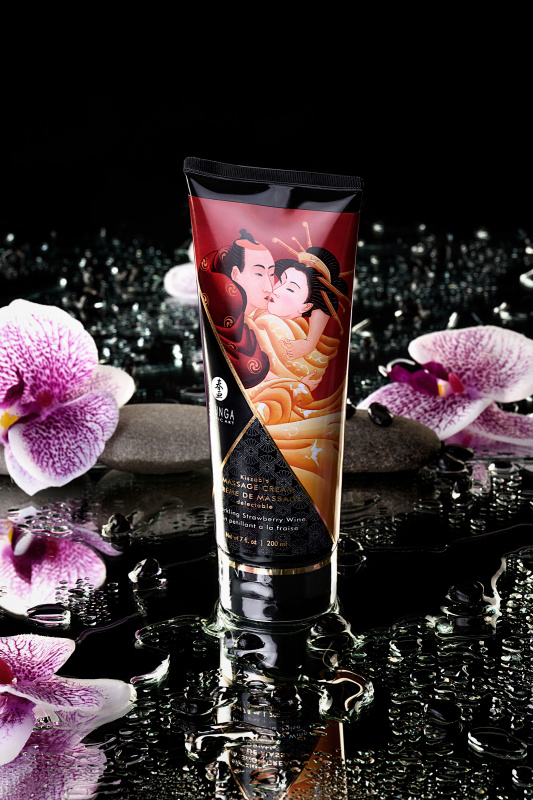 Фото Shunga, Канада Массажный крем для тела Shunga «Игристое клубничное вино»Sparkling Strawberry Wine, съедобный, 200мл