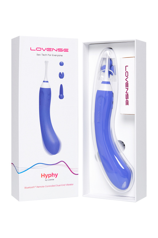 Lovense, США Двусторонний вибратор LOVENSE Hyphy с клиторальным стимулятором, силикон, фиолетовый, 21,6 см — купить в Минске Изображение Lovense, США Двусторонний вибратор LOVENSE Hyphy с клиторальным стимулятором, силикон, фиолетовый, 21,6 см