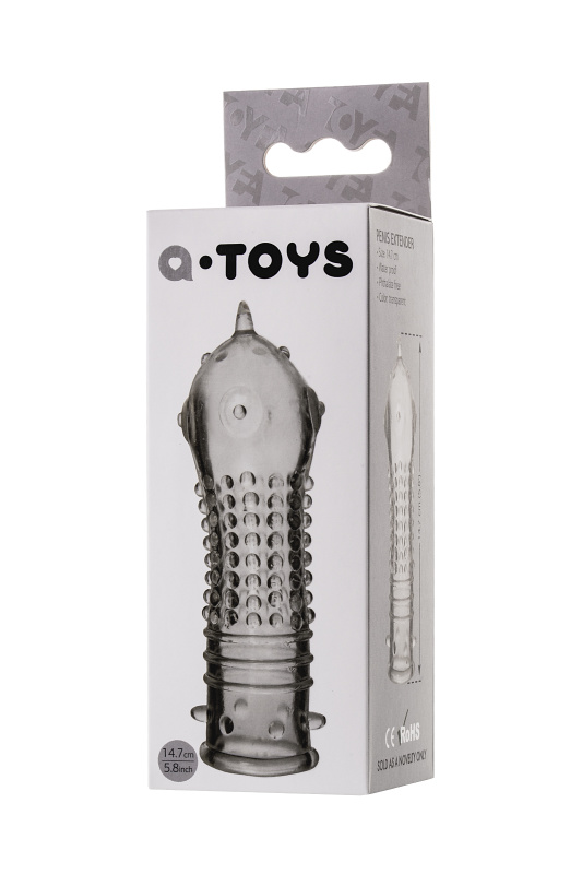 Изображение A-toys by TOYFA Насадка на пенис A-Toys by TOYFA Dond, TPR, прозрачный, 14,7 см
