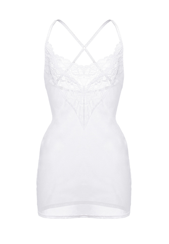 Изображение Erolanta Lingerie Комбинация Erolanta Lizaveta с бретелями крест-накрест, белый (50-52)