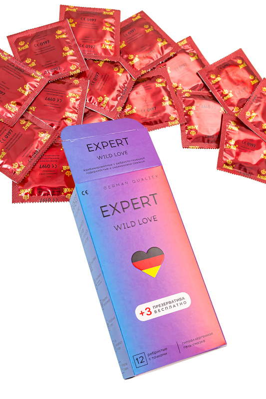 Изображение  Презервативы EXPERT Wild Love , ребристые с точками, 15 шт
