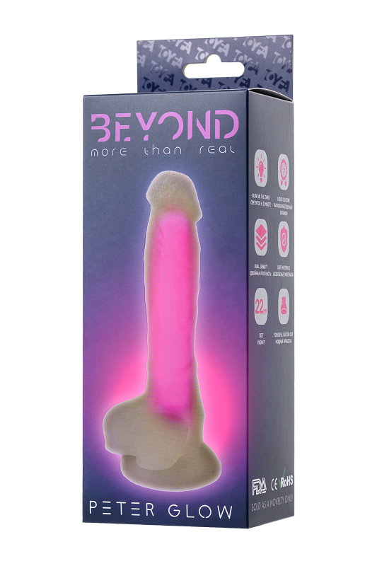 Изображение Beyond by Toyfa, Китай Фаллоимитатор, светящийся в темноте, Beyond by Toyfa Peter Glow, силикон, розовый, 22 см