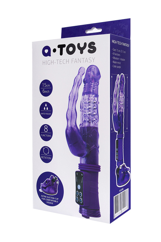 Фото A-toys by TOYFA Анально-вагинальный вибратор A-Toys by TOYFA High-Tech fantasy, TPR, фиолетовый, 22 см