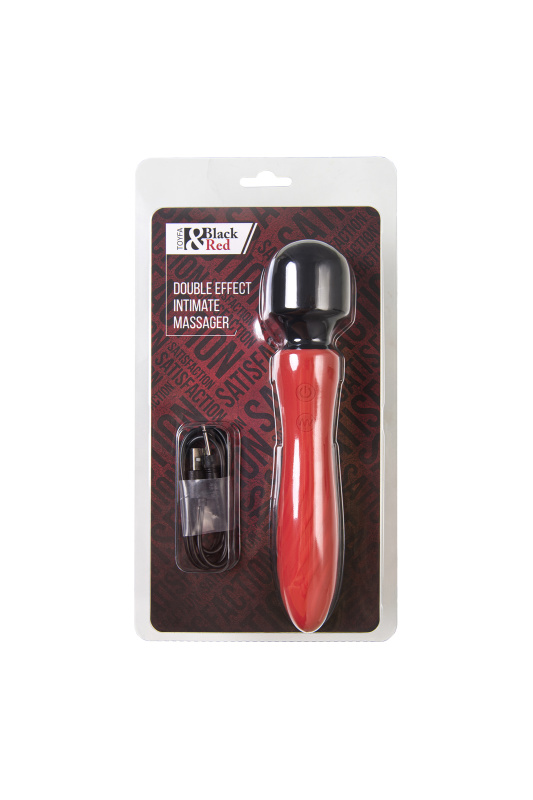 Изображение  Двусторонний вибромассажер Black&Red by TOYFA, силикон, красный, 21 см