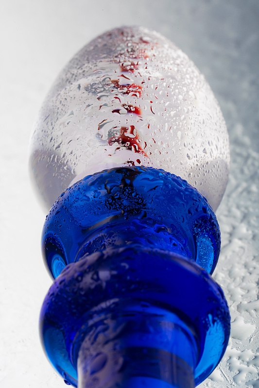 Фото Sexus Glass Двусторонний фаллоимитатор Sexus Glass, стекло, синий, 18 см