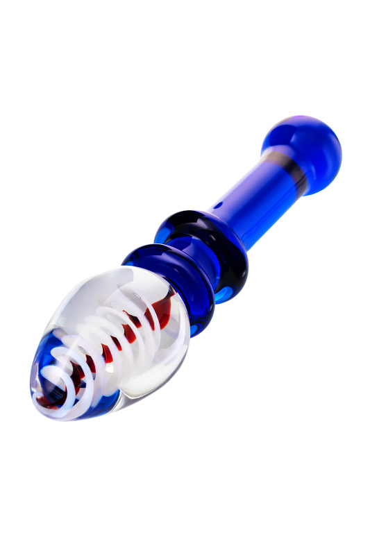 Фото Sexus Glass Двусторонний фаллоимитатор Sexus Glass, стекло, синий, 18 см