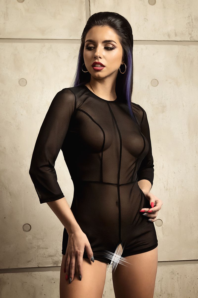 Фото Waname Apparel Эротический комбинезон Waname Preciosity с рукавами ¾ черный (42-44) в пакете